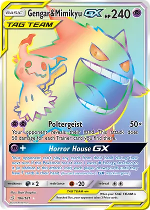 Gengar and Mimikyu GX Secret 186/181, SM - Team Up