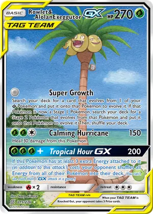 Rowlet and Alolan Exeggutor GX Alternate Full Art 215/236, SM - Unified Minds