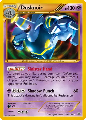 Dusknoir 104 Secret Rare 104/101, Plasma Blast