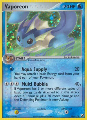 Vaporeon 19/115, EX Unseen Forces