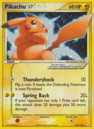 Pikachu Star 104/110, EX Holon Phantoms