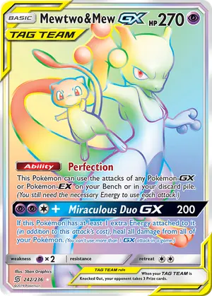 Mewtwo and Mew GX Secret 242/236, SM - Unified Minds