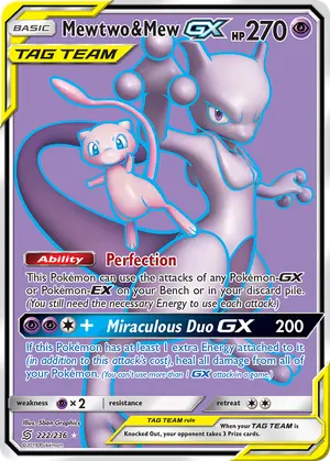 Mewtwo and Mew GX Full Art 222/236, SM - Unified Minds