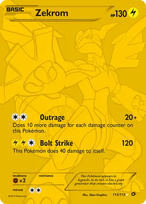Zekrom 115 Full Art Secret Rare 115/113, Legendary Treasures