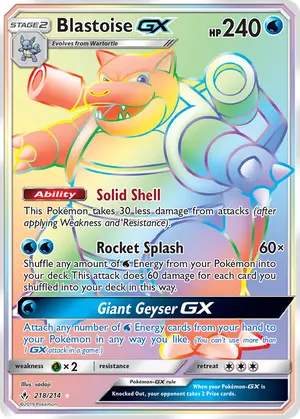 Blastoise GX Secret 218/214, SM - Unbroken Bonds