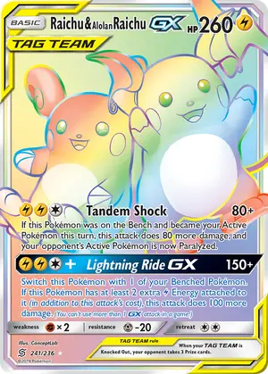 Raichu and Alolan Raichu GX Secret 241/236, SM - Unified Minds