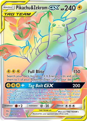 Pikachu and Zekrom GX Secret 184/181, SM - Team Up