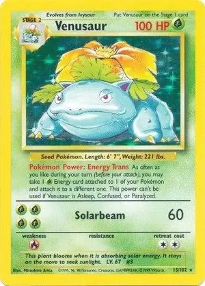 Venusaur 015/102, Base Set (Shadowless)