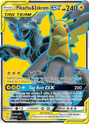 Pikachu and Zekrom GX Full Art 162/181, SM - Team Up