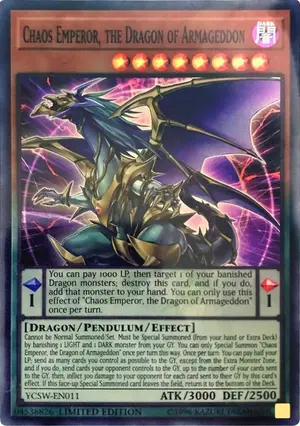 Chaos Emperor the Dragon of Armageddon SR YCSW-EN011, Yu-Gi-Oh! Championship Series Prize Cards